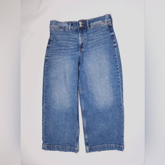 Banana Republic High Rise Wide Leg Crop Medium Wash Blue Jeans 30 - Picture 2 of 14